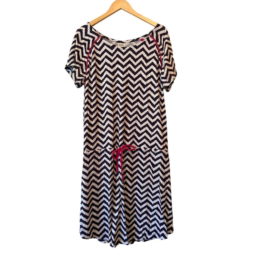 Hatley Plus Size XL Summer Dress Cinched Waist Preppy Chevron Southern Sun Dress